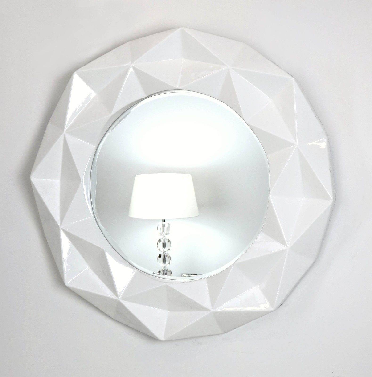 Chelsea Faceted Framed Mirror in Gloss White