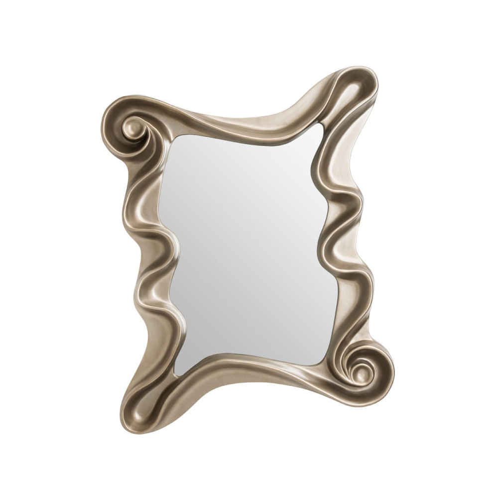 Swirl Framed Rectangular Mirror in Gloss Champagne Silver 122cm x 100cm