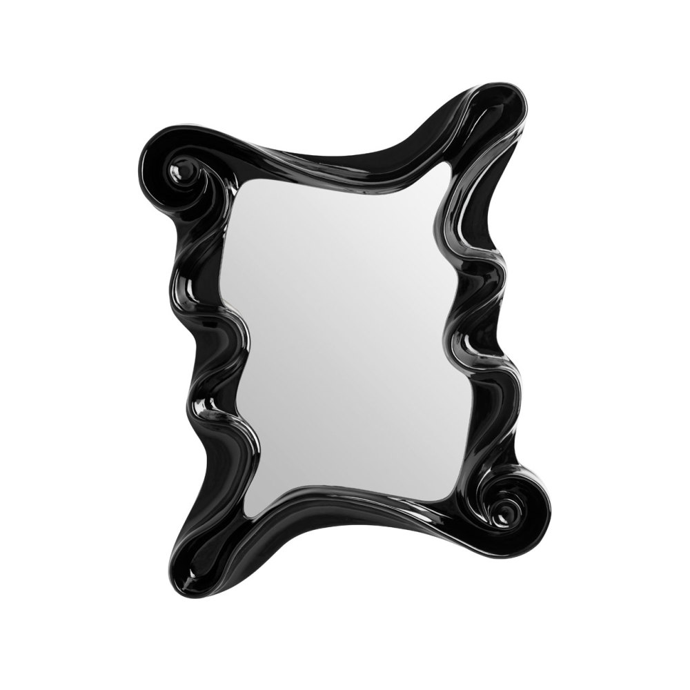 Swirl Framed Rectangular Mirror in Gloss Black 122cm x 100cm