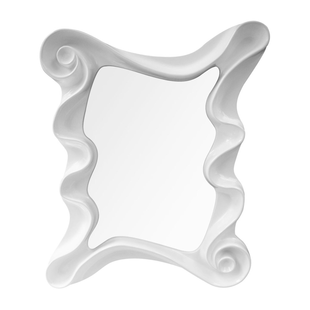 Swirl Framed Rectangular Mirror in Gloss White 122cm x 100cm
