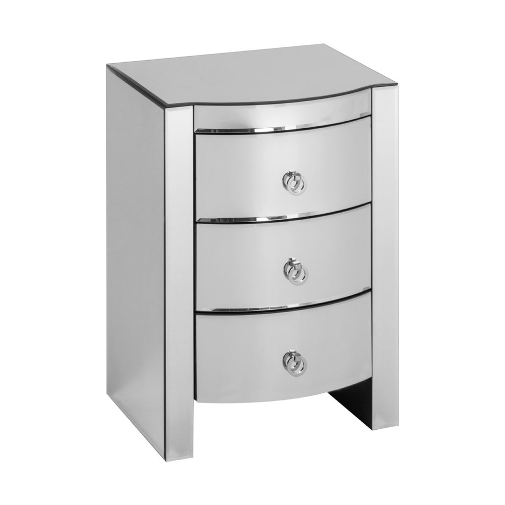 Sienna Mirrored Curved 1 draw Bedside Table