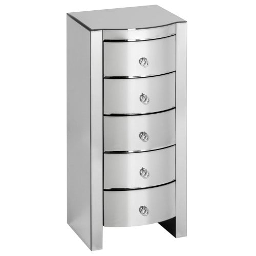 Mirrored Curved 5 Draw Chest