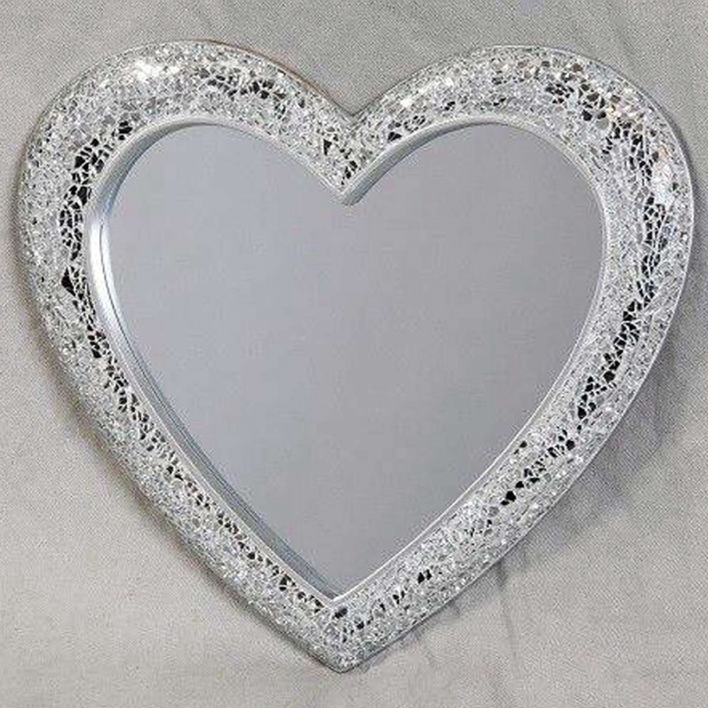 Heart Shaped Mosaic Sparkle Framed Mirror In Silver Mirrors Heart Shaped Mosaic Sparkle Framed Mirror In Silver Mirrors Com Free Delivery Uk Nationwide