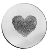 Glitter Love heart Clusters in Silver on Silver Bevelled Round Mirror