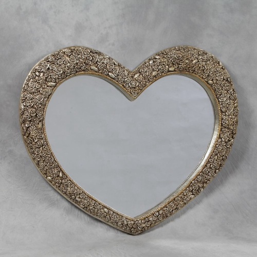 Heart Shaped Decorative Framed Mirror In Gold By Free Delivery Uk Nationwide 6547