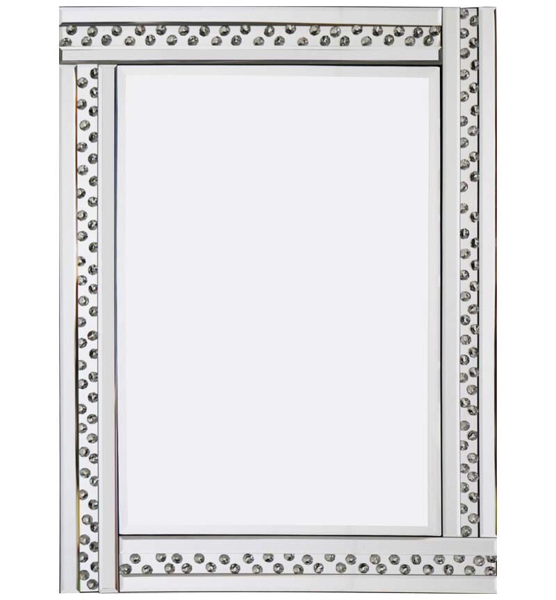 Sparkly Exposed Floating Crystal Large Silver Wall Mirror 120cmx80cm Bevelled 