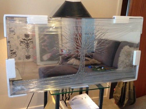 Glitter Tree in Silver on a Silver Bevelled Mirror 7 sizes