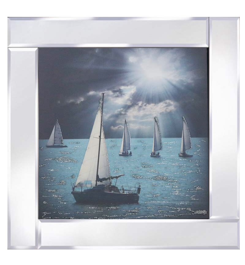 Mirror framed art print "Sailing" 60cm x 60cm
