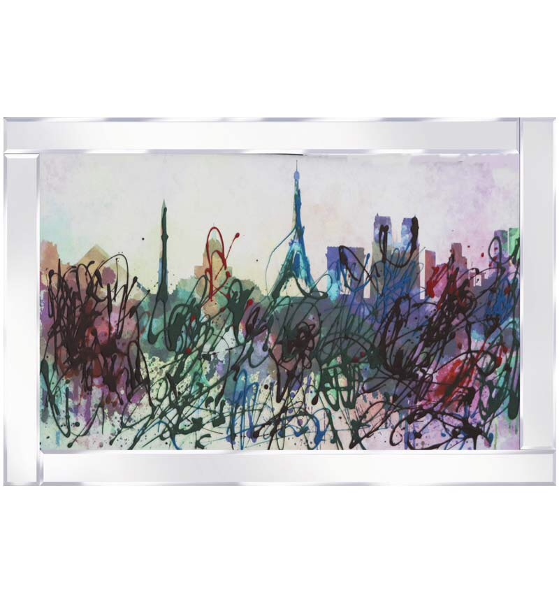 Mirror framed art print "Colourful Paris" 100cm x 60cm
