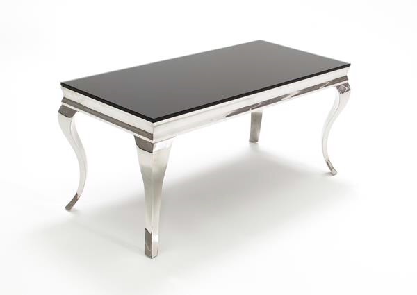 Louis Dining Table 1600mm + 4 Louis Chairs in black or Silver Fabric 
