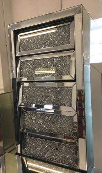 Crush Sparkle Crystal Mirrored 5 draw Chest -
