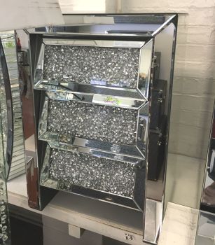 Crush Sparkle crystal Mirrored 3 Draw Slanted Chest