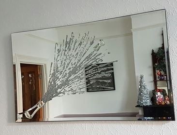 Champagne Explosion in Silver on a Silver Bevelled Mirror 4 sizes