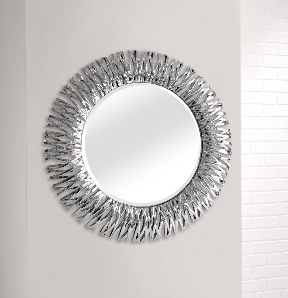 Silver Oval Ripple wall Mirror