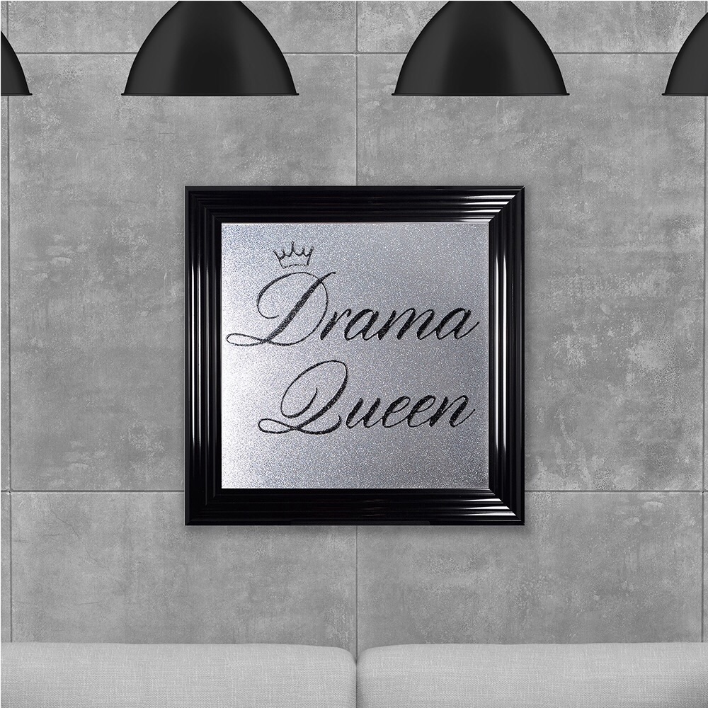 Drama Queen on Silver Glitter Backing 75cm x 75cm