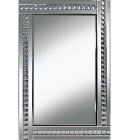 Frameless Bevelled Crystal Border Silver Mirror 80cm x 60cm