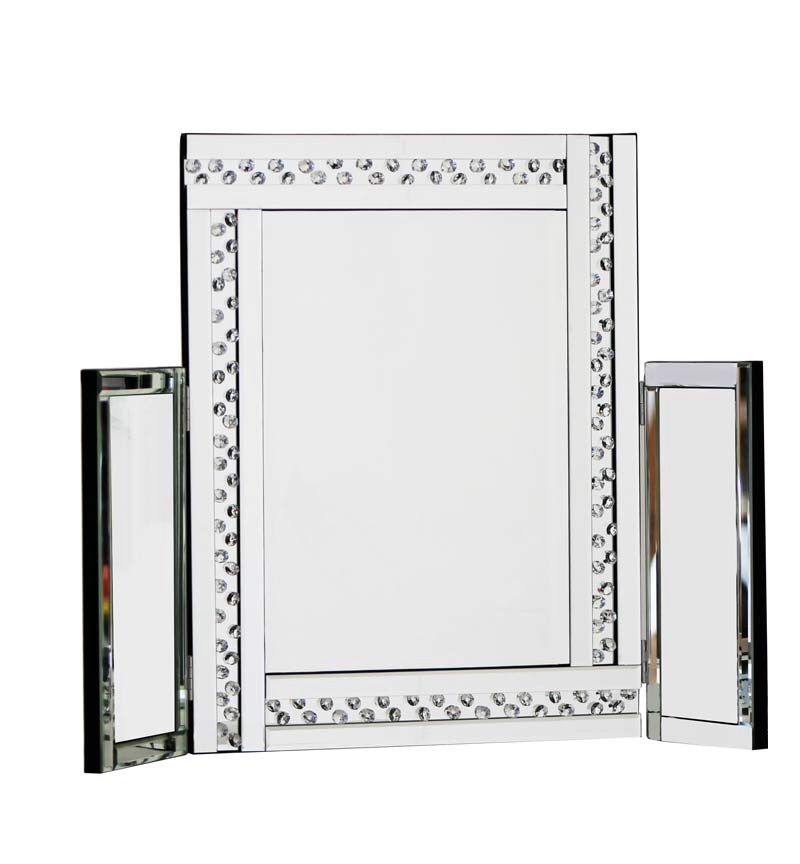 *Special Offer Glitz Floating Crystals Silver Tri fold Mirror 78cm x 54cm 