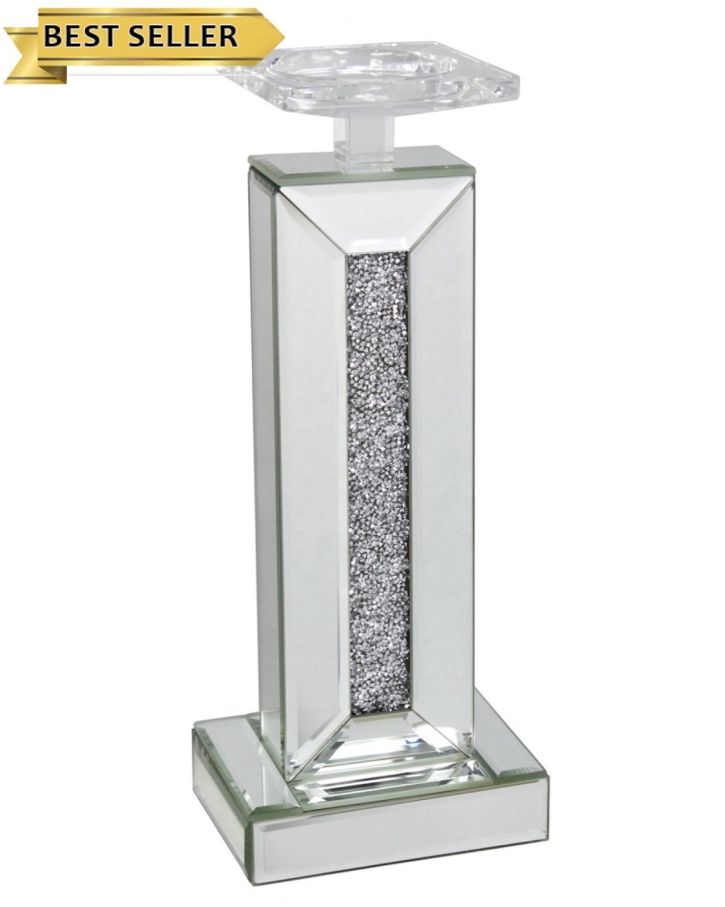 3 Sizes Diamond Glitz Diamante Mirror Tealight Candle Holder Candlestick Gift 