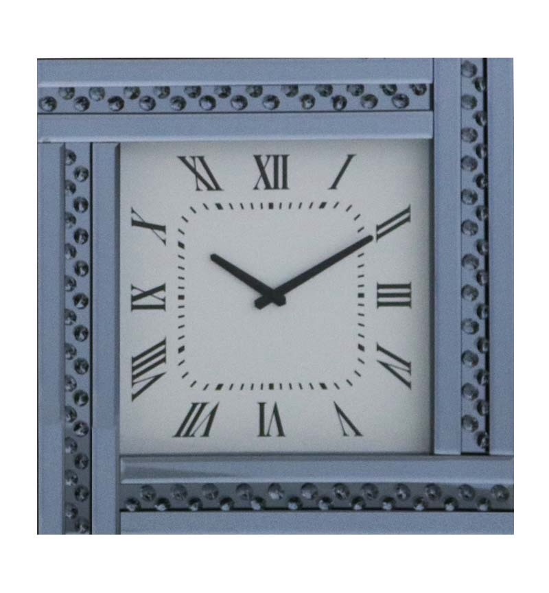 Floating Crystals Mirrored Smoked Grey Clock 45cm x 45cm 