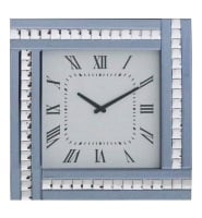 Crystal Border Smoked Grey Mirrored Clock 45cm x 45cm 