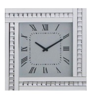 Crystal Border Silver Mirrored Clock 45cm x 45cm 