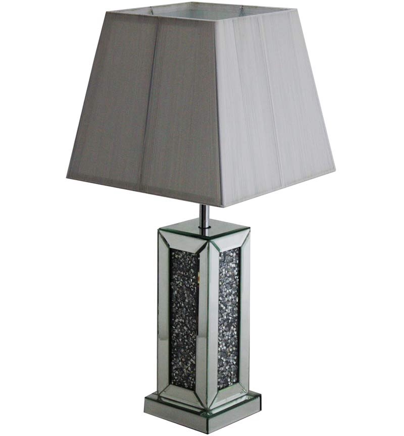 *Diamond Crush Crystal Sparkle Mirrored Table Lamp in stock - available in a white or silver grey shade in stock