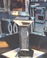 * New Diamond Crush Sparkle Crystal  Mirrored Pedestal Lamp Table 60cm x 31cm in stock