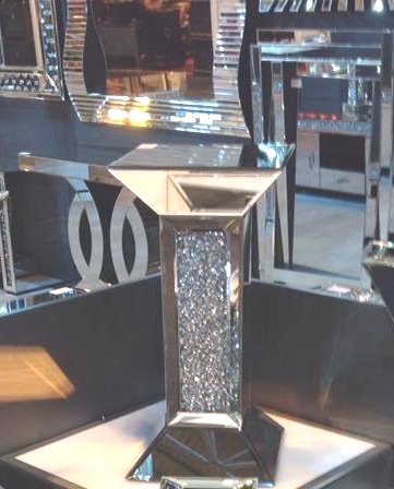 * New Crush Crystal Sparkle Mirrored Pedestal Lamp Table 60cm x 31cm