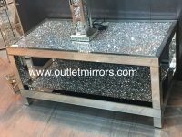 * New Diamond Crush Sparkle Crystal Mirrored Rectangular Coffee Table