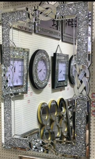 Diamond Crush Crystal Anabelle Wall Mirror 120cm x 80cm in stock