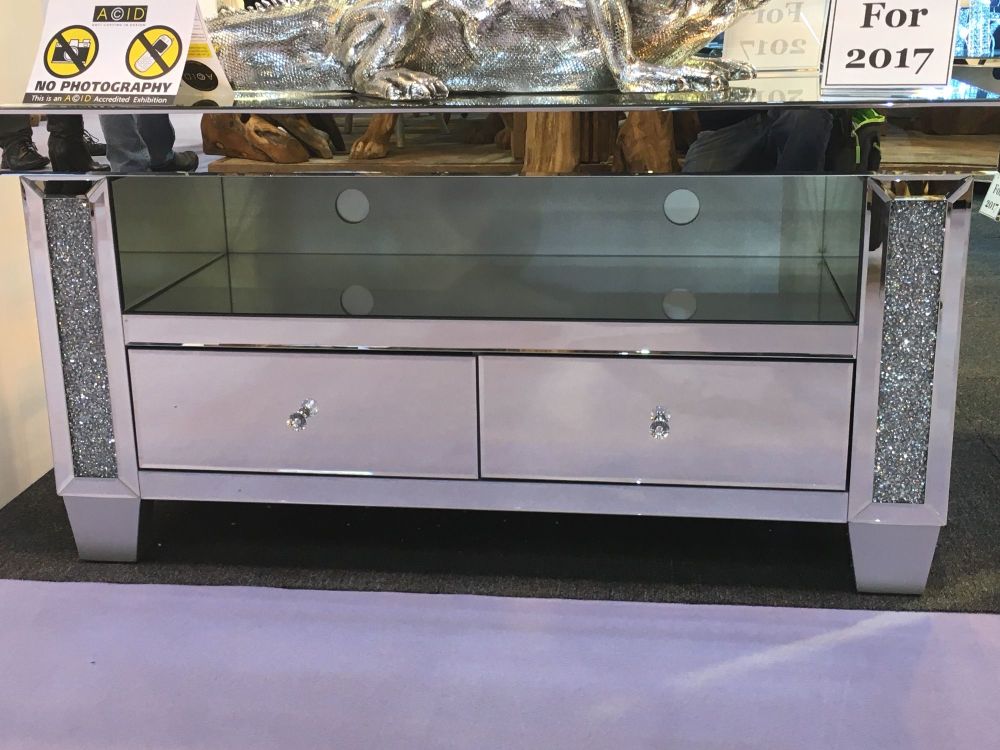 * special offer Diamond Crush Sparkle Mirrored TV  2 draw Entertainment Unit 