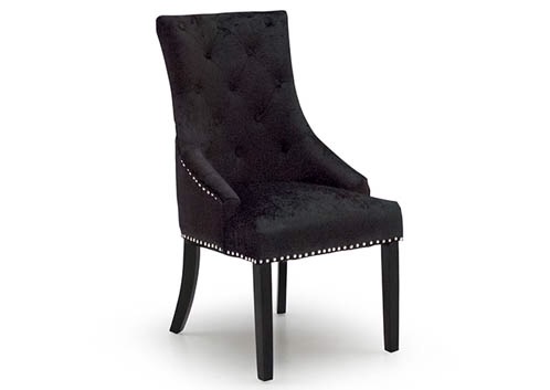 Knocker Back Crush Velvet Dining Chair in Lustre Black