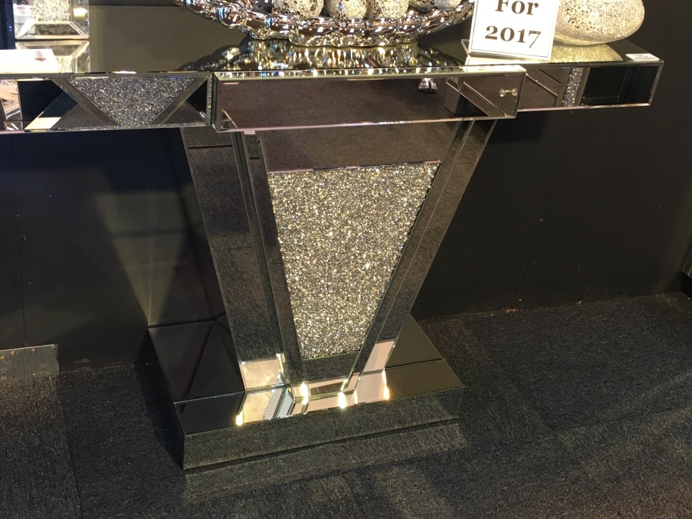 Diamond Crush Sparkle Crystal Amelia Console Table