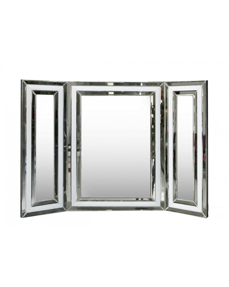 Atlanta White Mirrored Tri fold Mirror in stock