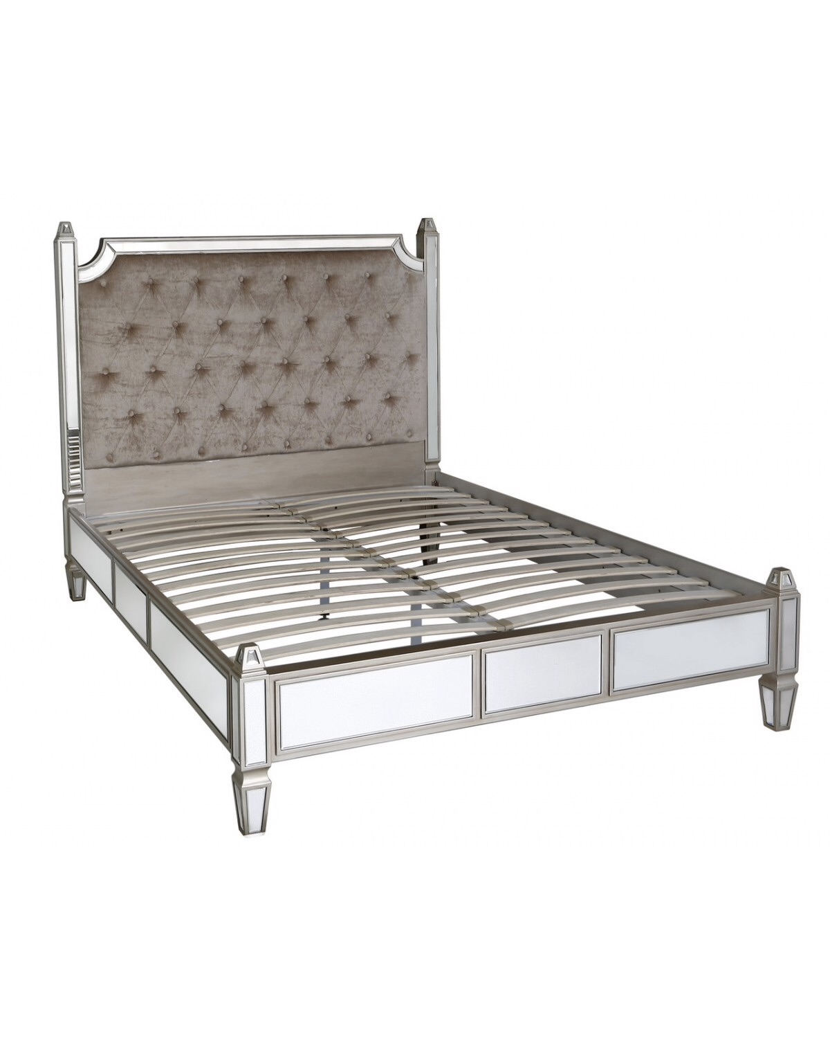 Athena King Size Gold Silver Mirrored, Grand King Bed Frame