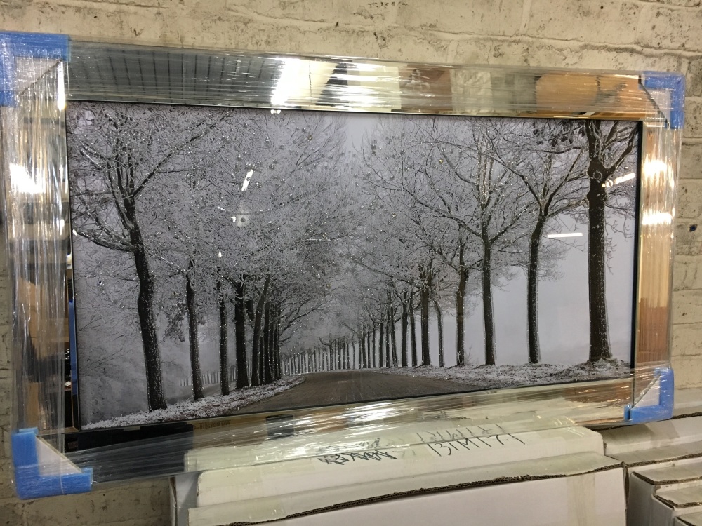 Mirror framed art print " Winter wonderland" 114cm x 64cm in stock for