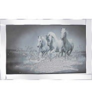 Mirror framed art print "Galloping Horses" 100cm x 60cm