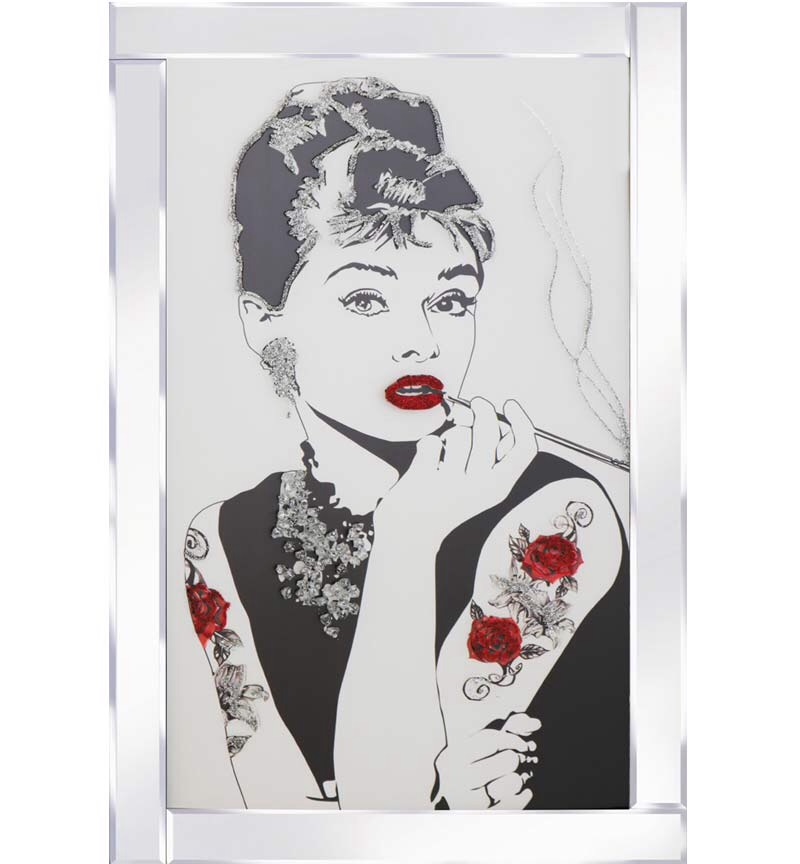 Mirror framed Audrey Hepburn Tattoo Wall Art 