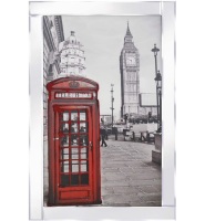 Mirror framed art print "Telephone Box"