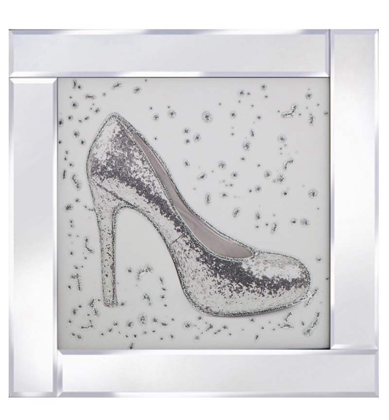 Mirror framed art print "Glitter Shoe"