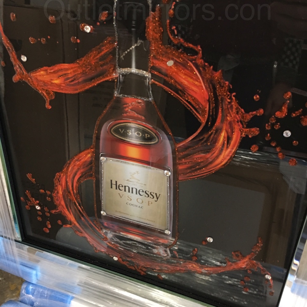 ** Hennessy Glitter Art Mirrored Frame ** 55cm x 55cm 