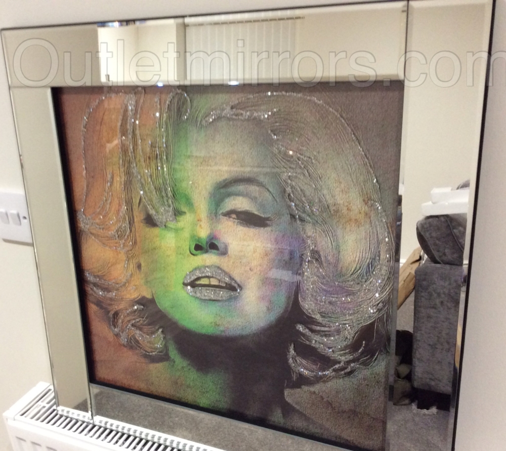 Mirrored framed art print "Glitter Monroe" 60cm x 60cm