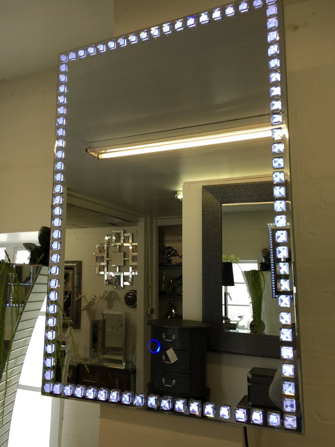 **Led Crystal Wall Mirror 90cm x 60cm