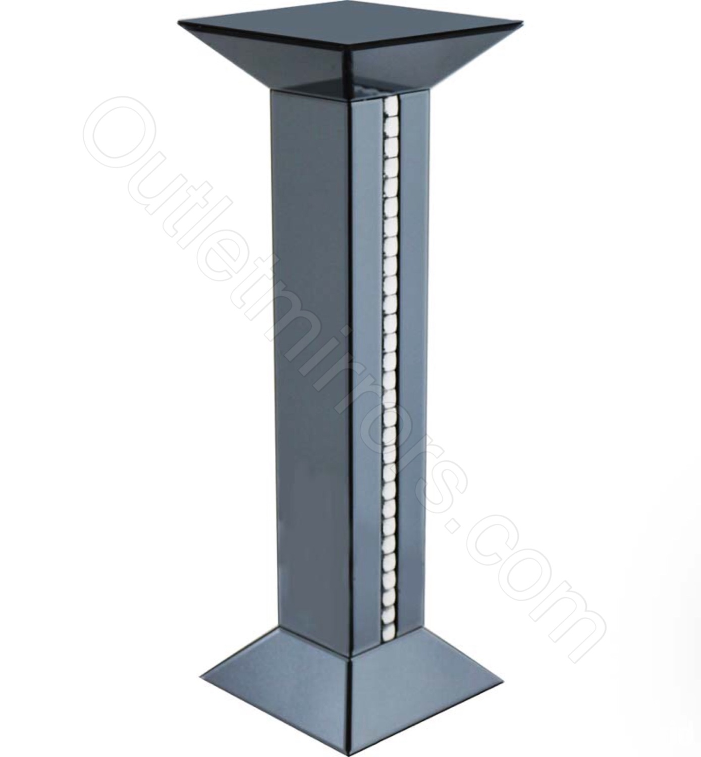 Crystal Border Smoked Grey Mirrored Tall Pedestal
