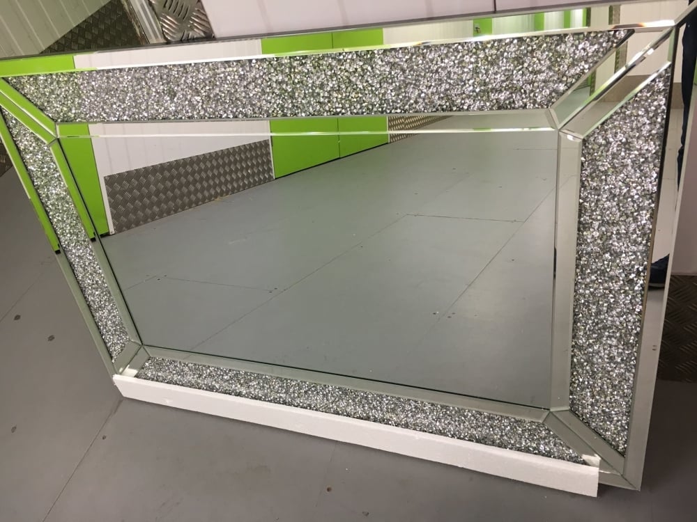 Diamond Crush Sparkle Alexa Wall Mirror 120cm x 80cm 