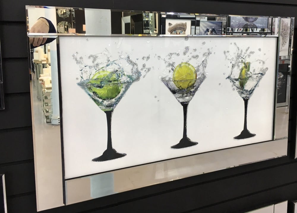 Mirror framed art print Colourful Cocktails 100cm x 60cm 
