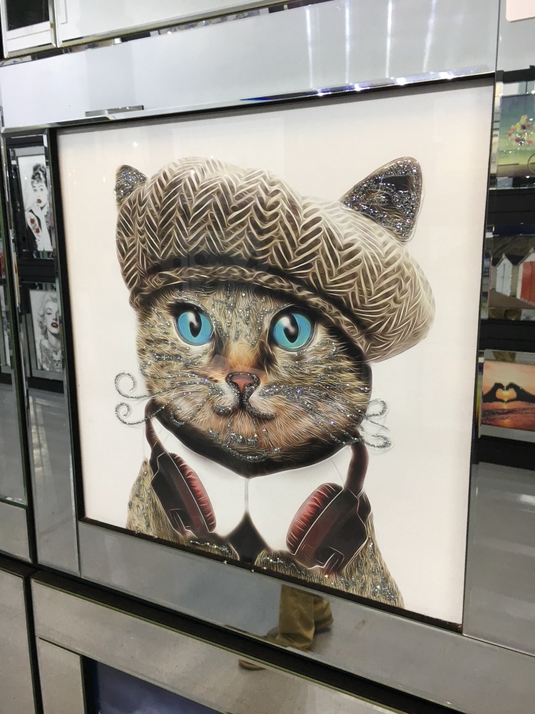 Mirror framed art print "Glitter Cat"