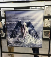 Mirror framed art print "Floating Angel" 60cm x 60cm