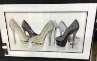 White Mirror framed art print "Silver Glitter Shoes" 