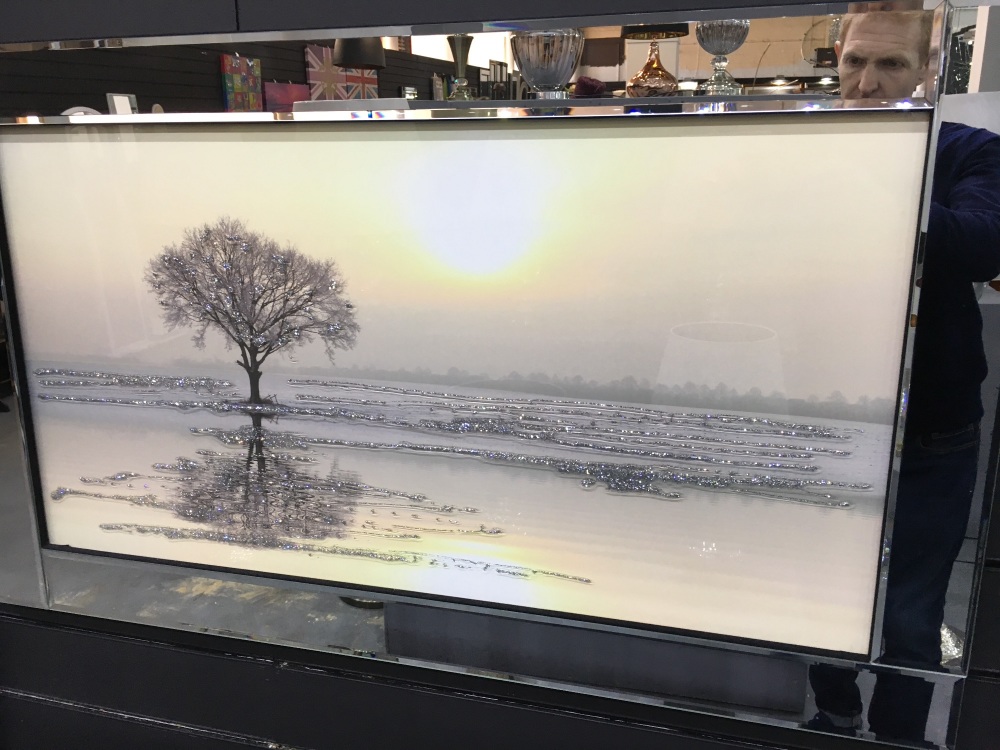 Mirror framed art print "Glitter Water " 100cm x 60cm